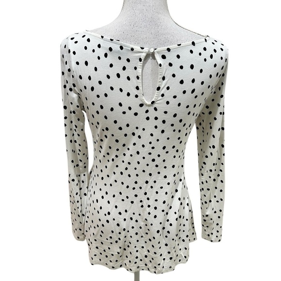A pea in the pod black/white polka dot long sleeved side ruched top size small - Picture 8 of 11